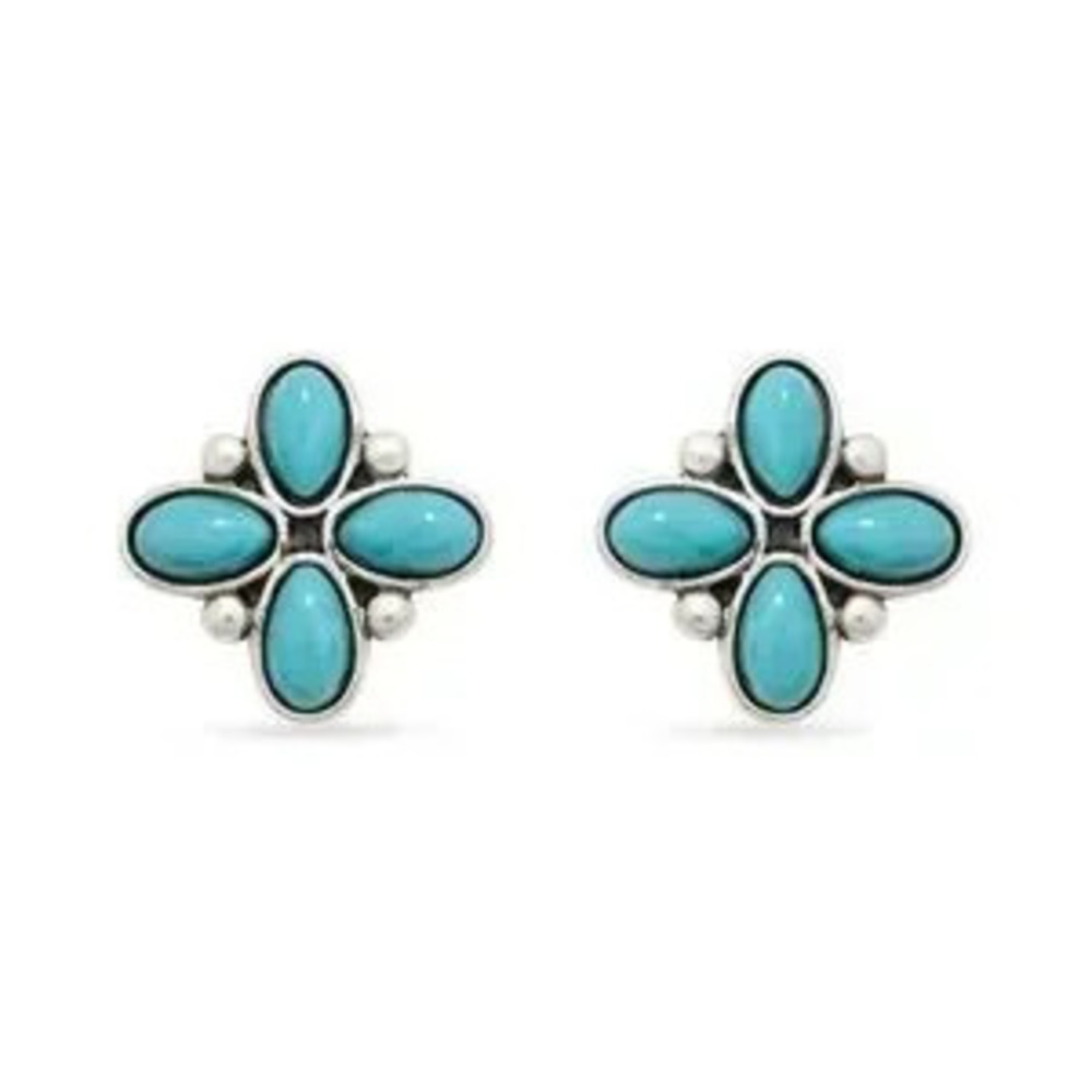 Western Turquoise Silver Earrings